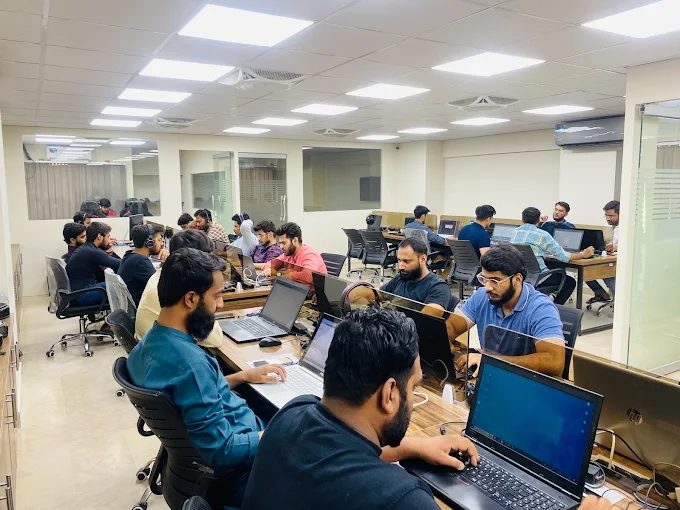 Technomites team collaborating in the office