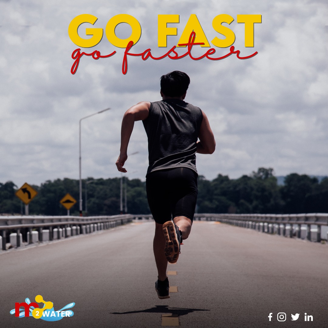 M2 Water — Go Fast, Go Faster social post